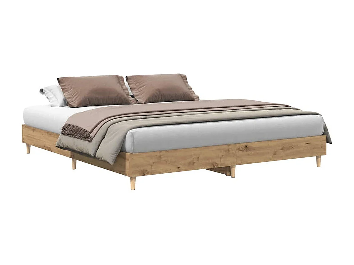 Estructura de cama sin colchón roble artesanal 200x200 cm