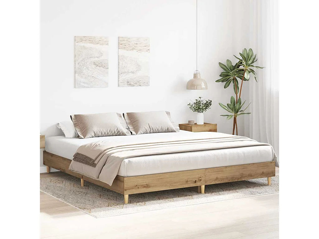 Estructura de cama sin colchón roble artesanal 200x200 cm