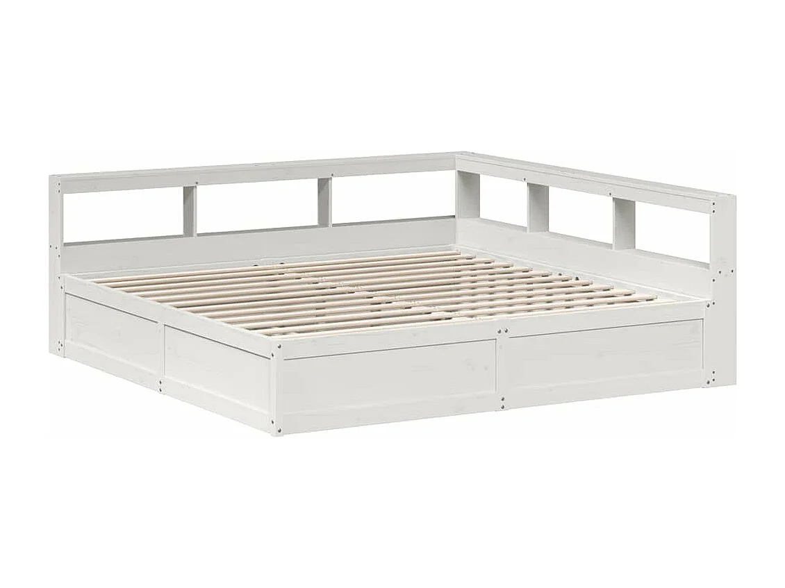 Bed met boekenkast zonder matras grenenhout wit 180x200 cm