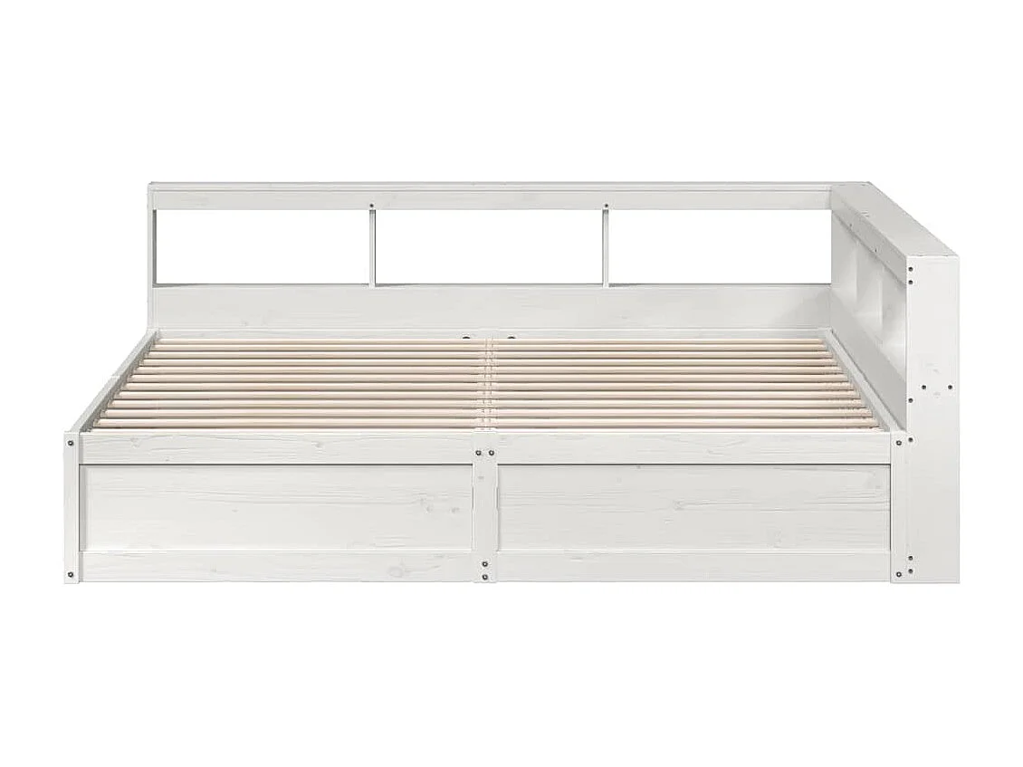 Bed met boekenkast zonder matras grenenhout wit 180x200 cm