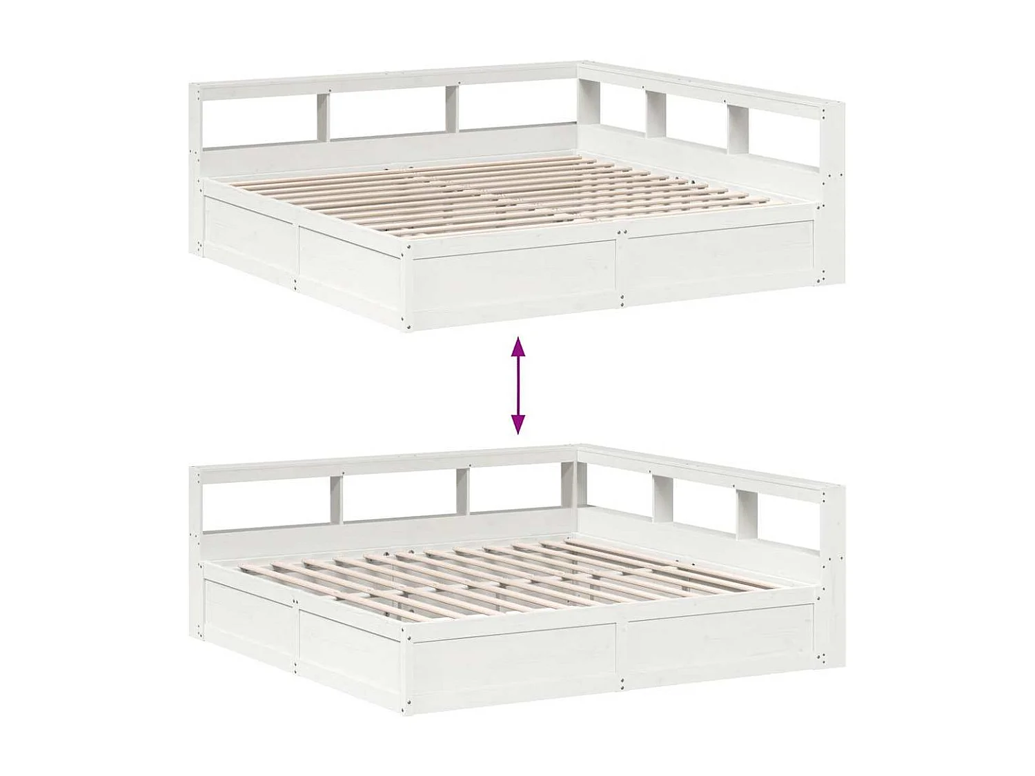 Bed met boekenkast zonder matras grenenhout wit 180x200 cm