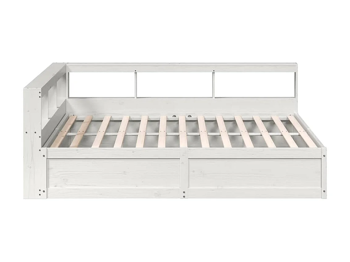 Lit bibliothèque sans matelas blanc 180x200 cm bois pin massif
