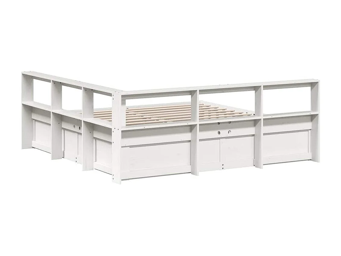 Lit bibliothèque sans matelas blanc 180x200 cm bois pin massif