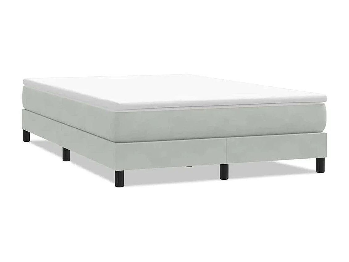 Cama box spring sin colchón terciopelo gris claro 160x210 cm