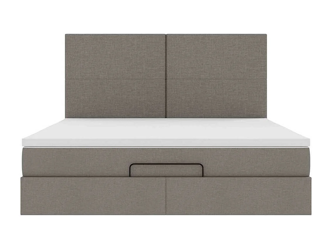 Estructura de cama otomana colchón tela gris pardo 180x200 cm