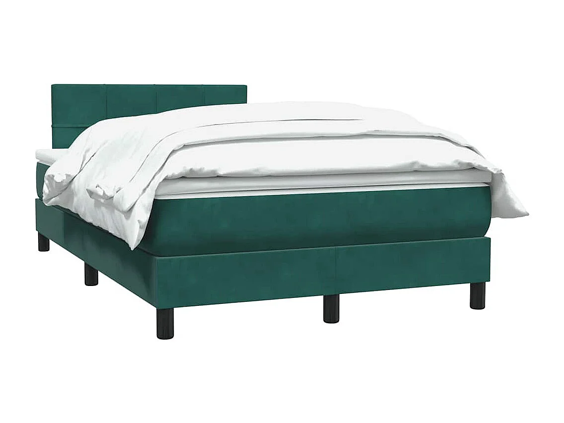 Cama box spring con colchón terciopelo verde oscuro 120x220 cm