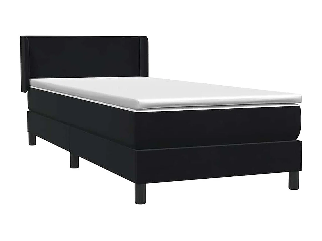Sommier à lattes de lit avec matelas noir 90x210 cm velours