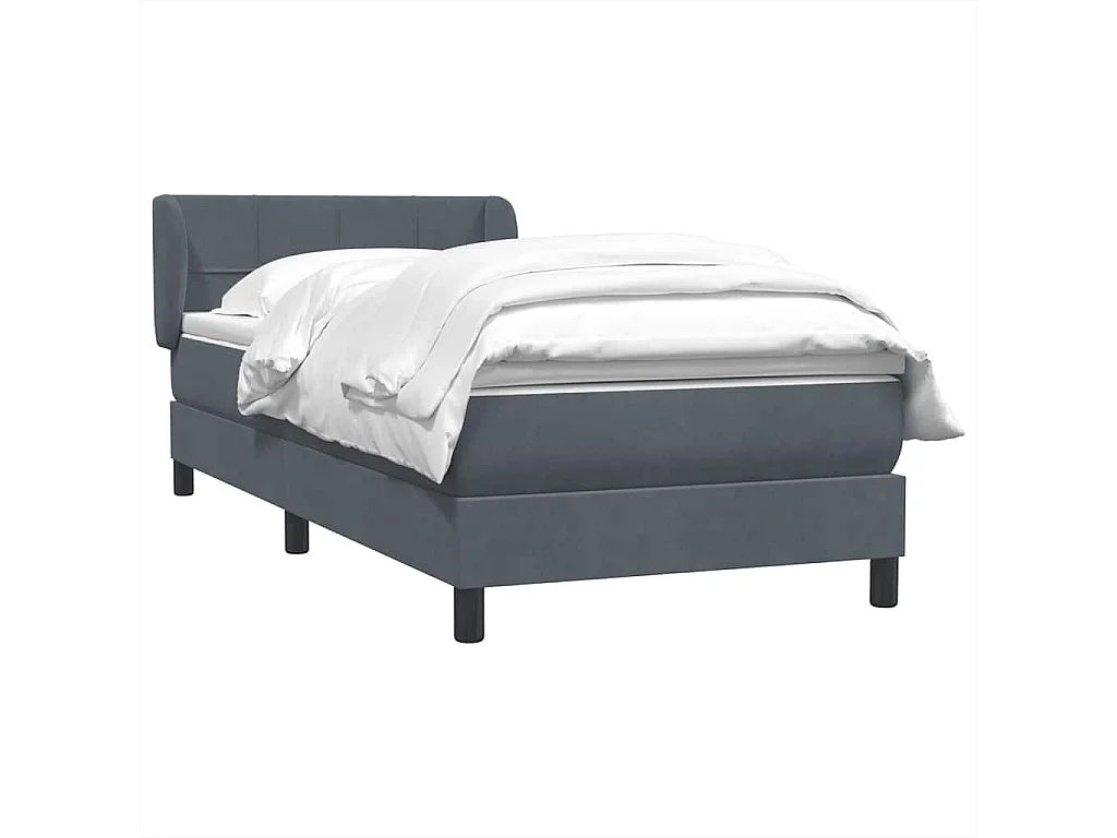 Cama box spring con colchón terciopelo gris oscuro 80x210 cm