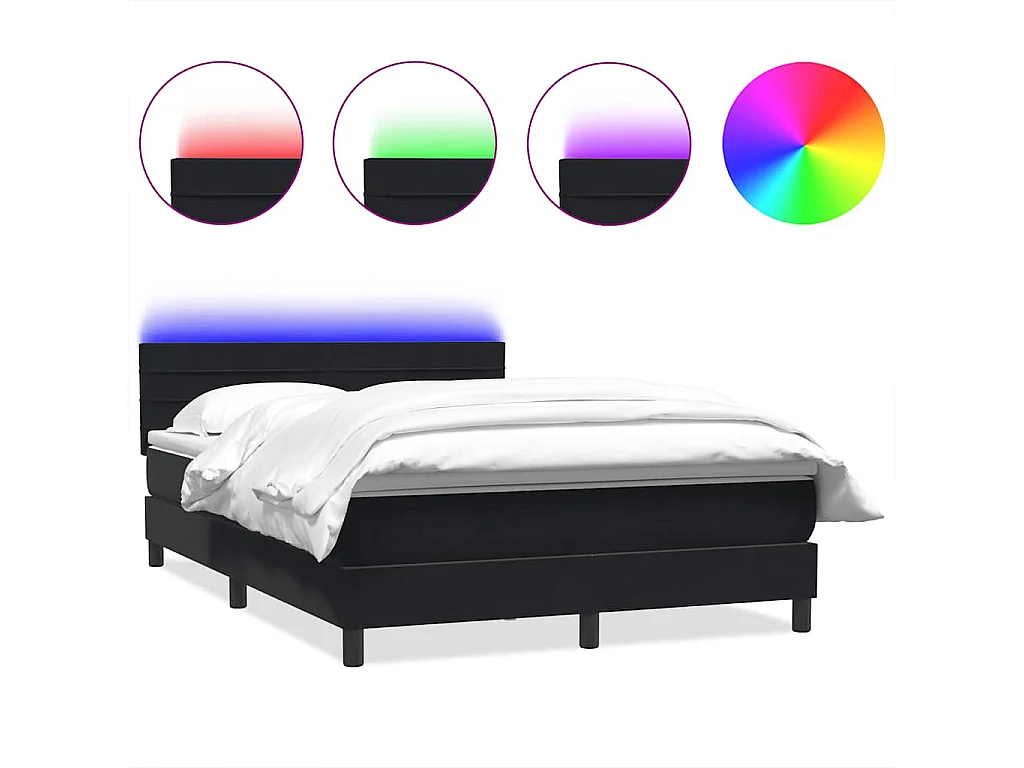 Cama box spring con colchón terciopelo negro 160x220 cm