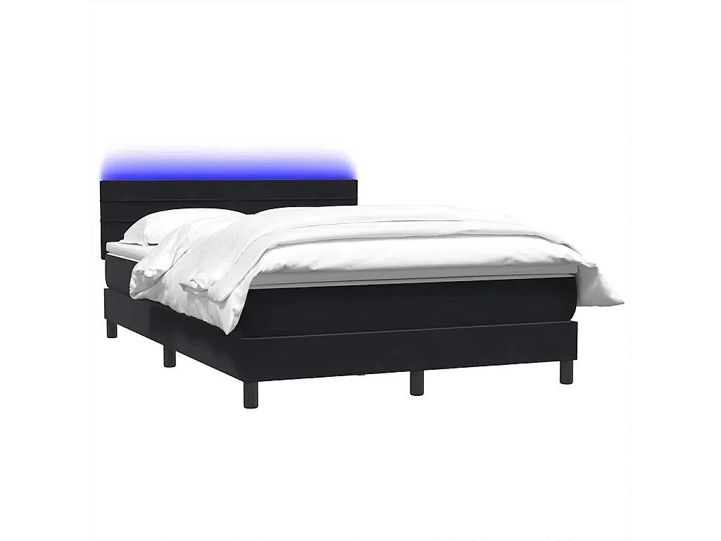 Cama box spring con colchón terciopelo negro 160x220 cm