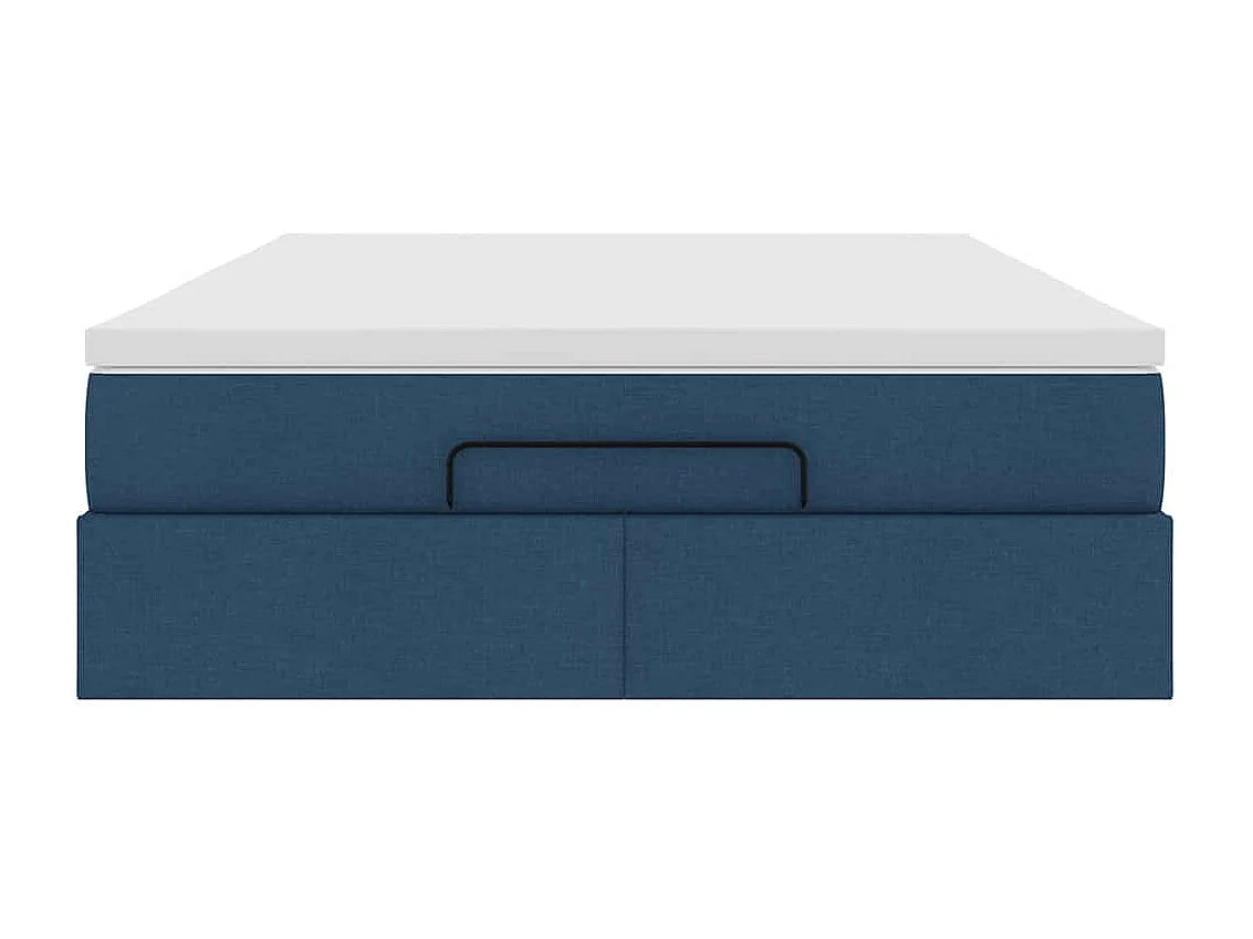 Estructura de cama otomana con colchón tela azul 140x190cm
