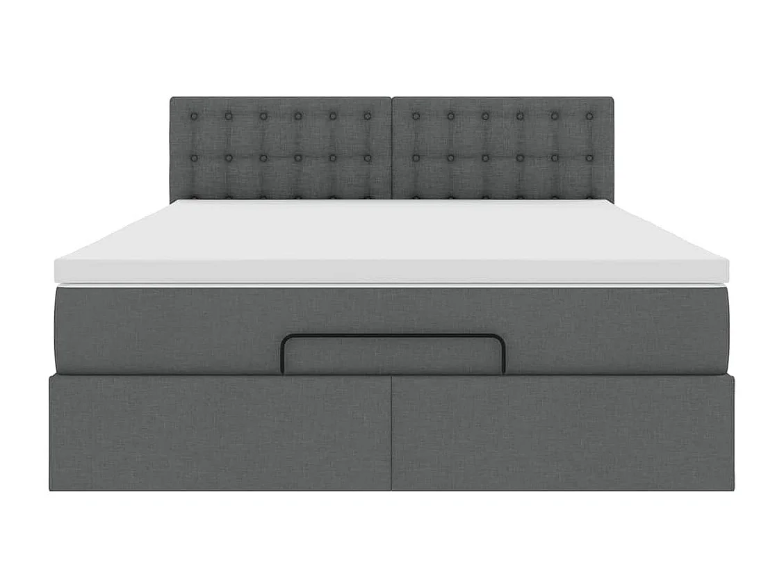 Cadre de lit ottoman avec matelas gris foncé 140x190 cm tissu