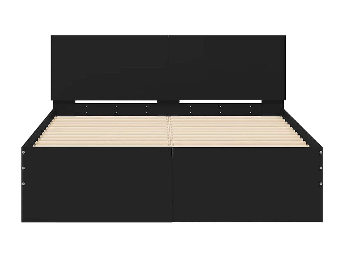 Estrutura de cama com cabeceira e luzes LED 140x190 cm preto