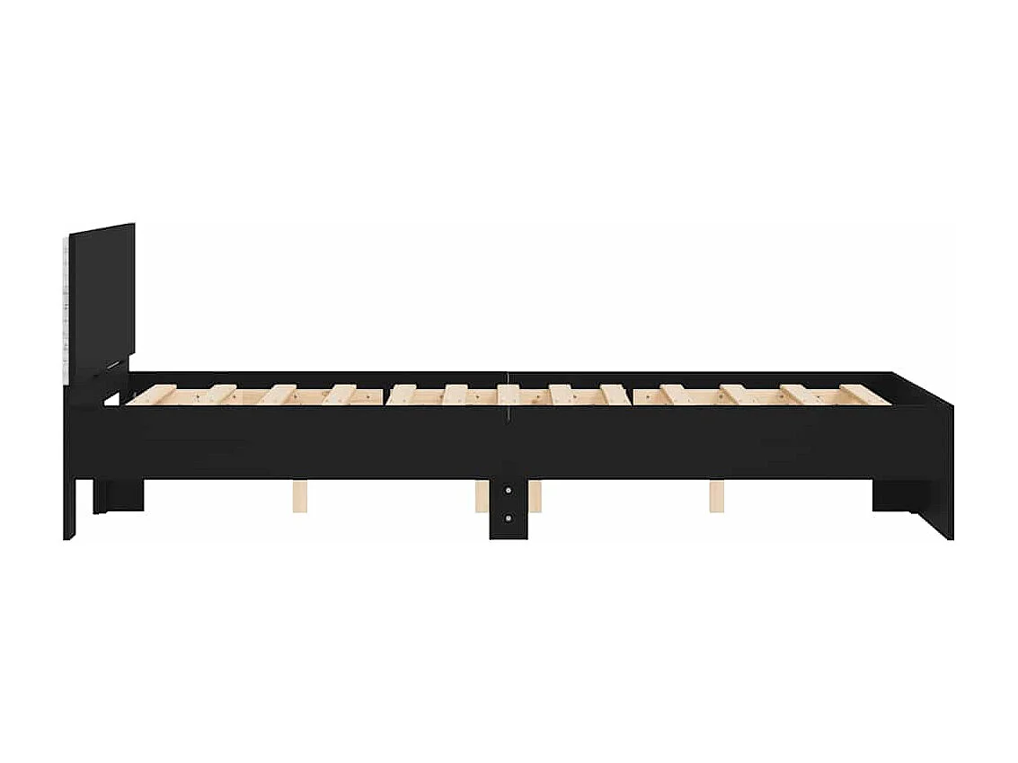Estrutura de cama com cabeceira e luzes LED 140x190 cm preto