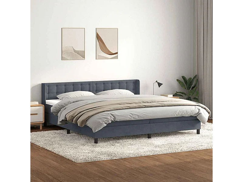 Cama com molas/colchão 180x220 cm veludo cinzento-escuro