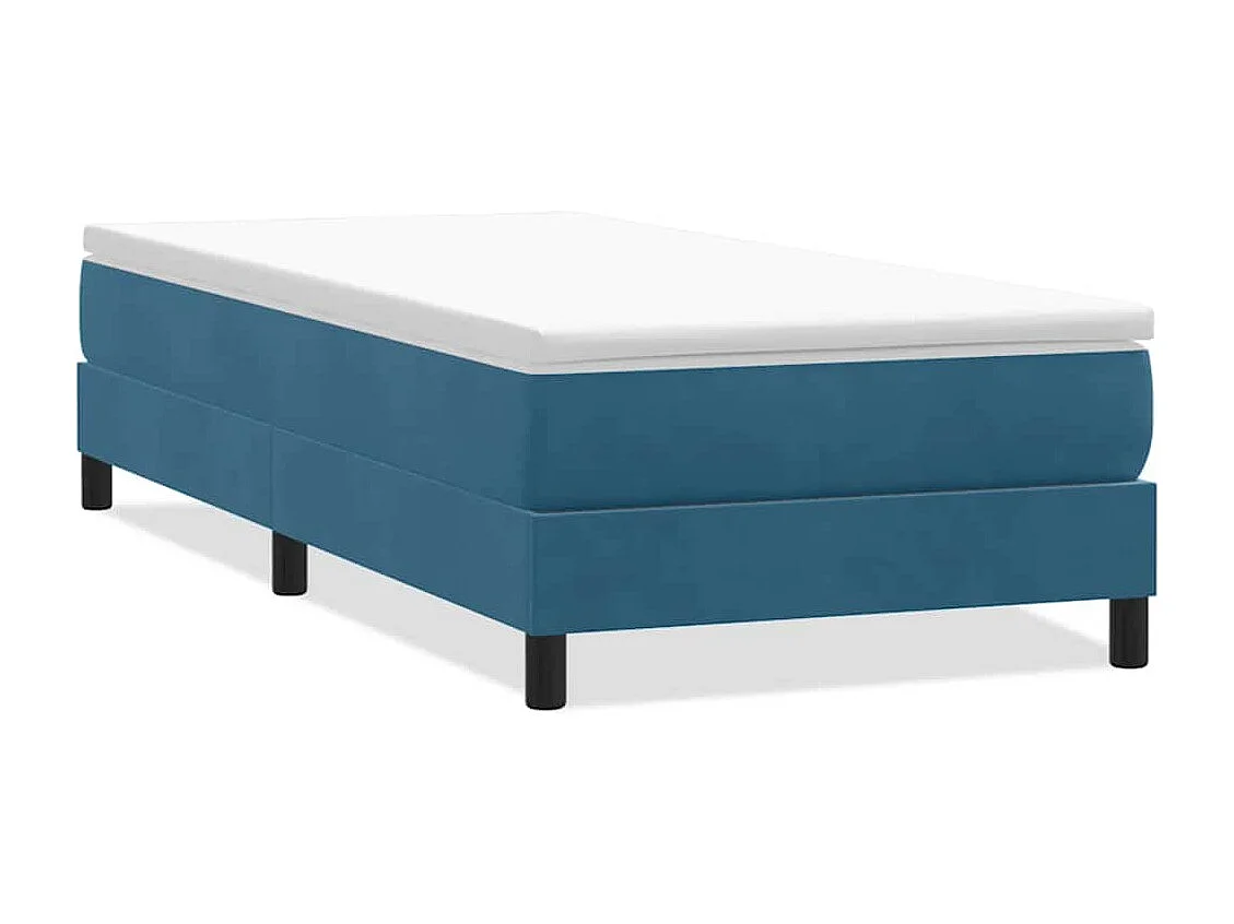 Cama box spring sin colchón terciopelo azul oscuro 90x210 cm