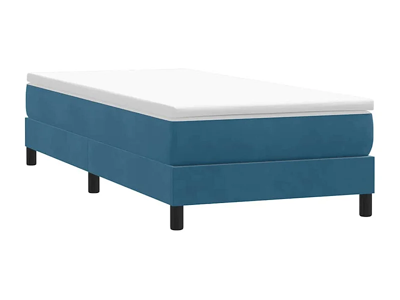 Cama box spring sin colchón terciopelo azul oscuro 90x210 cm