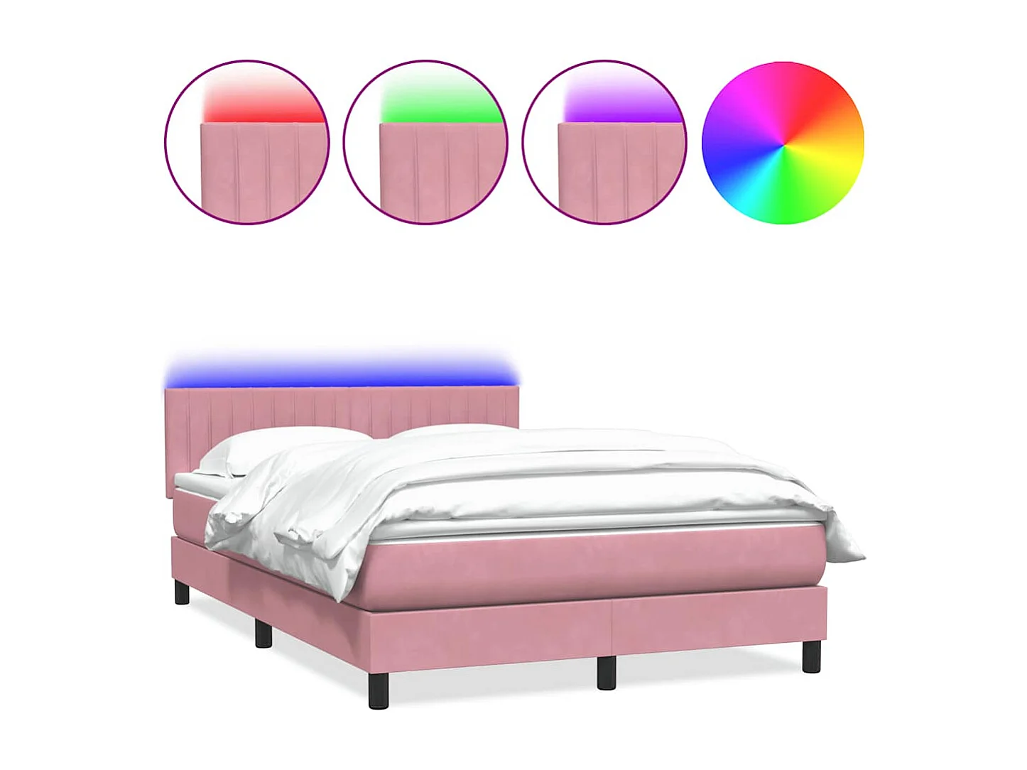 Cama box spring com colchão 160x210 cm veludo rosa