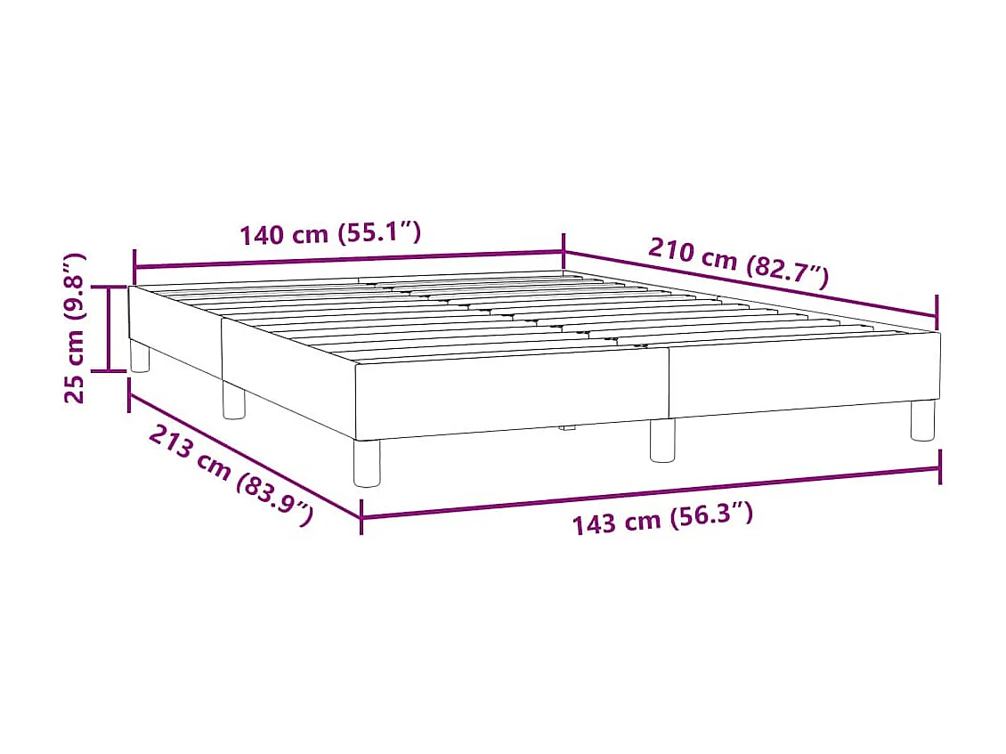 Cama box spring sin colchón cuero sintético negro 140x210 cm