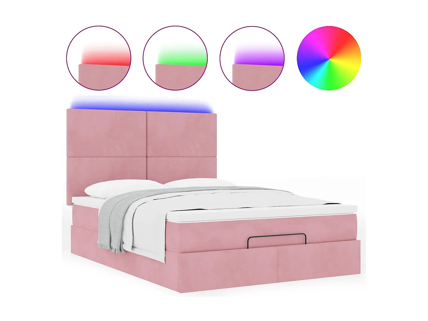 Estrutura de cama otomana com colchões 140x200 cm veludo rosa