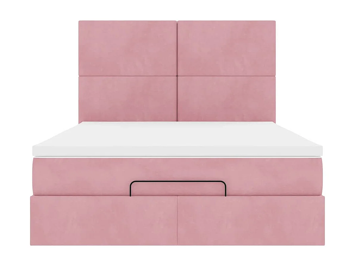 Estrutura de cama otomana com colchões 140x200 cm veludo rosa