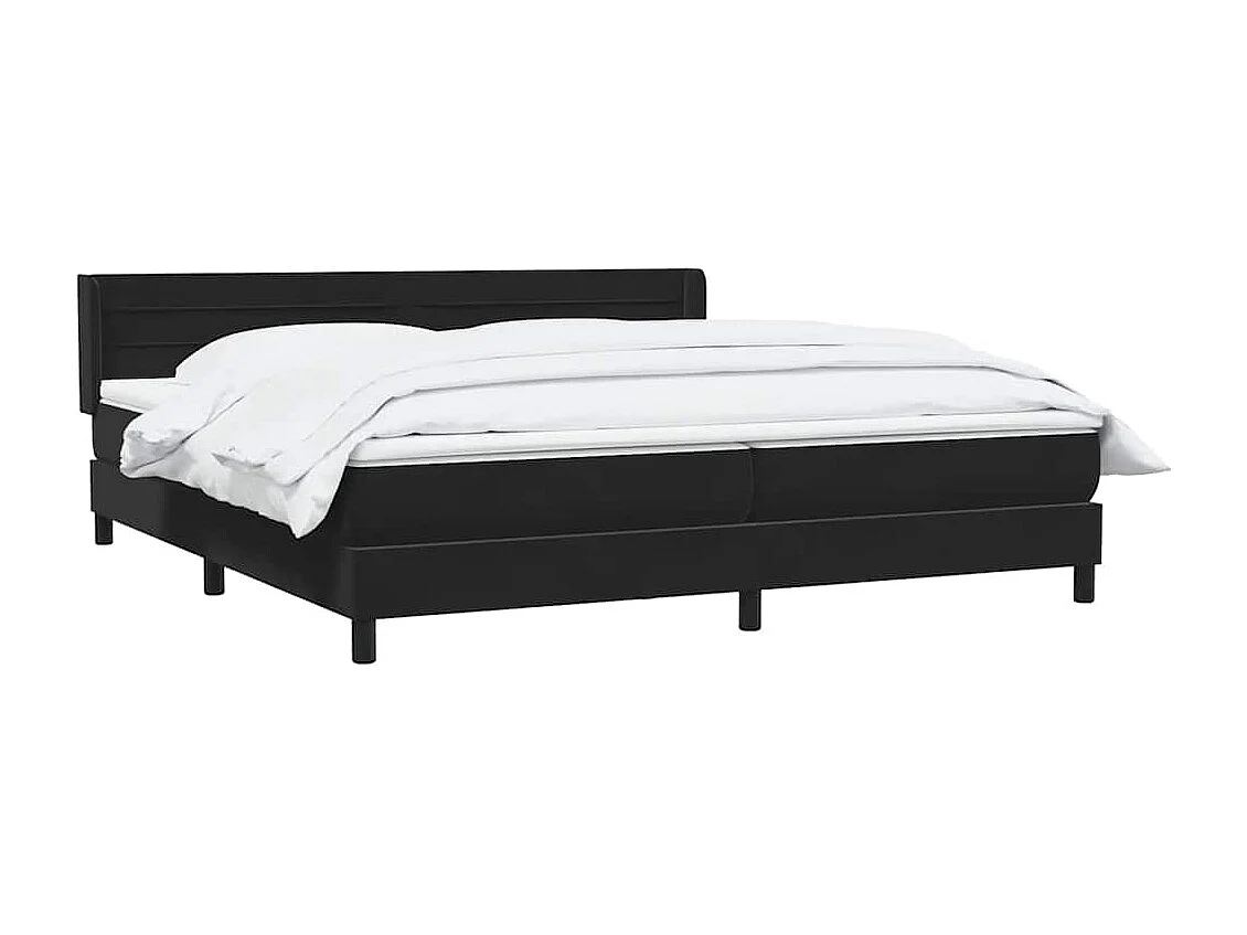 Cama box spring con colchón terciopelo negro 180x220 cm