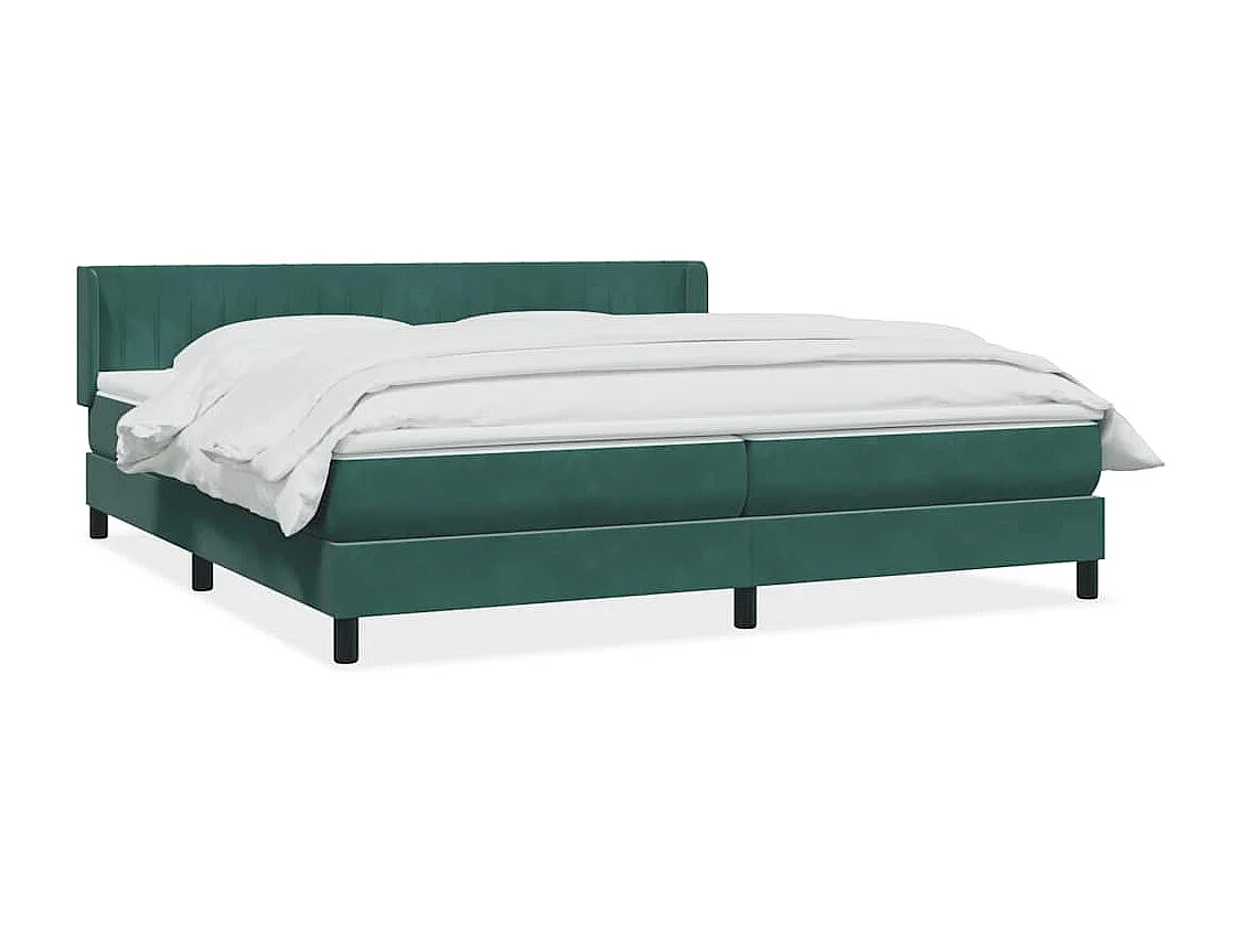 Cama box spring con colchón terciopelo verde oscuro 180x210 cm