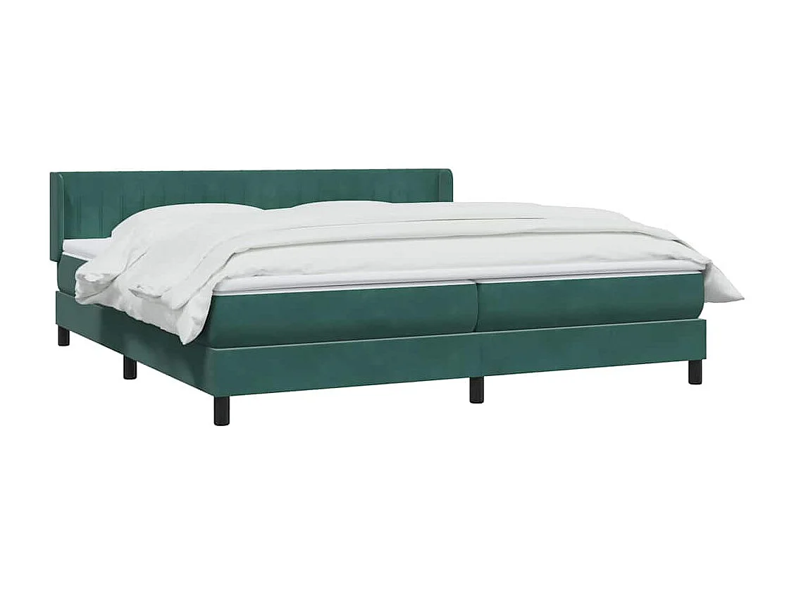 Cama box spring con colchón terciopelo verde oscuro 180x210 cm