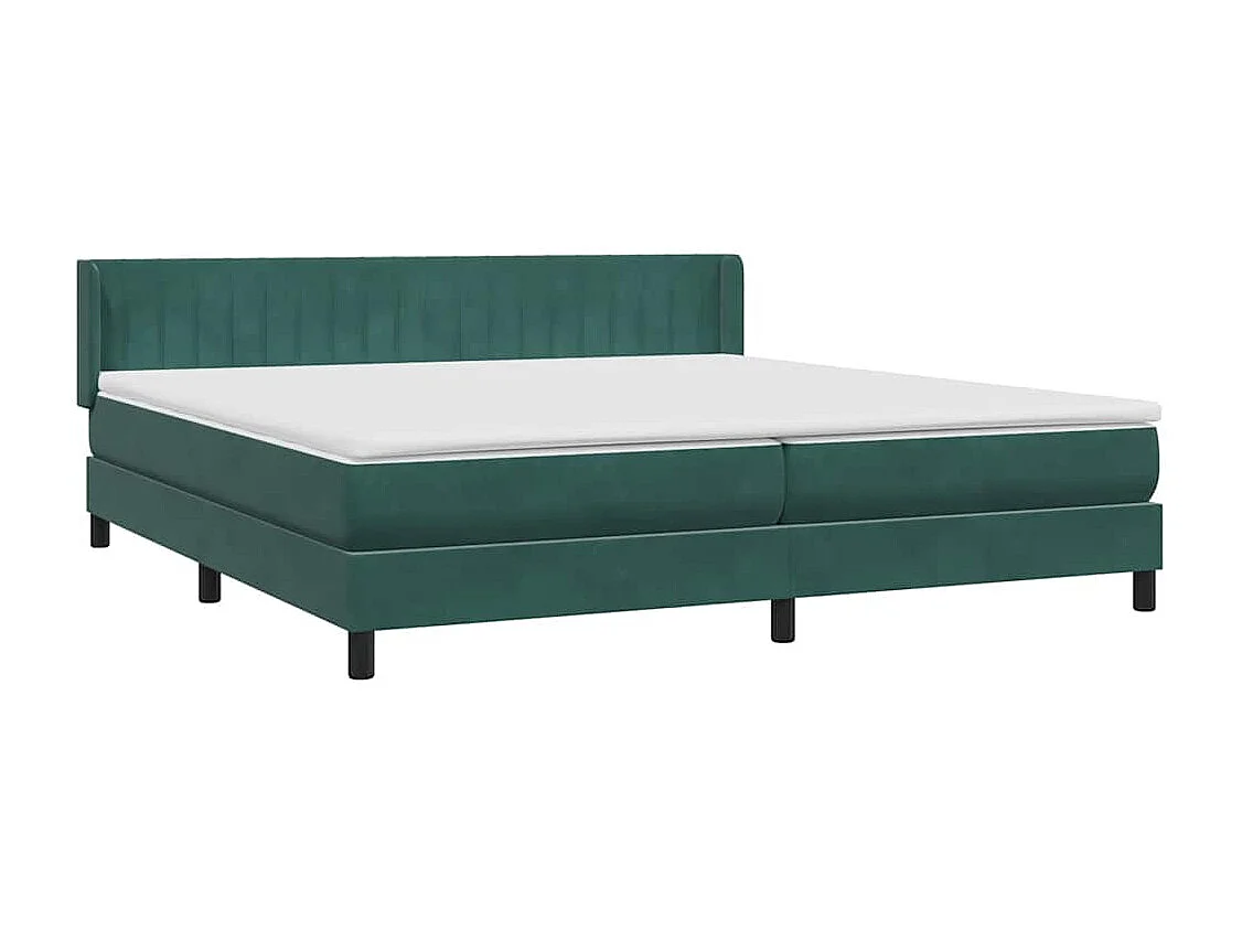 Cama box spring con colchón terciopelo verde oscuro 180x210 cm
