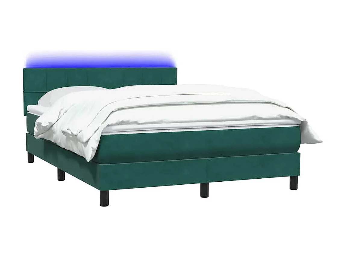 Cama box spring con colchón terciopelo verde oscuro 160x220 cm