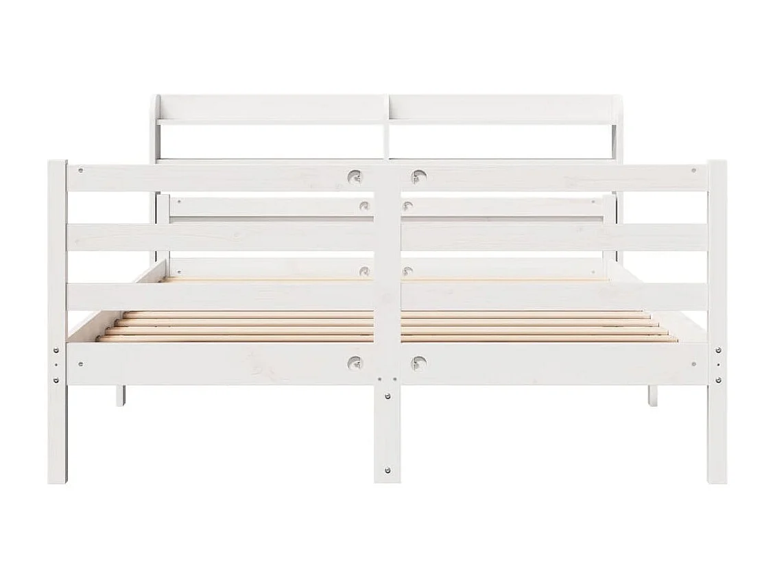 Bedframe met hoofdbord massief grenenhout wit 150x200 cm