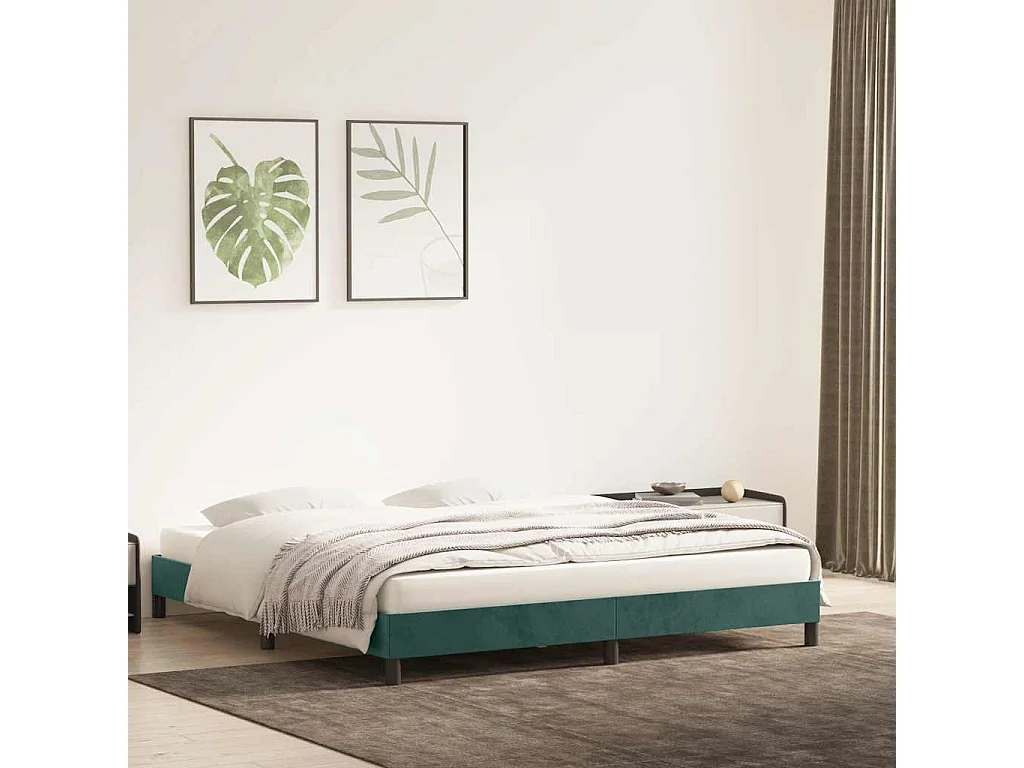 Cadre de lit sans matelas vert foncé 180x210 cm velours