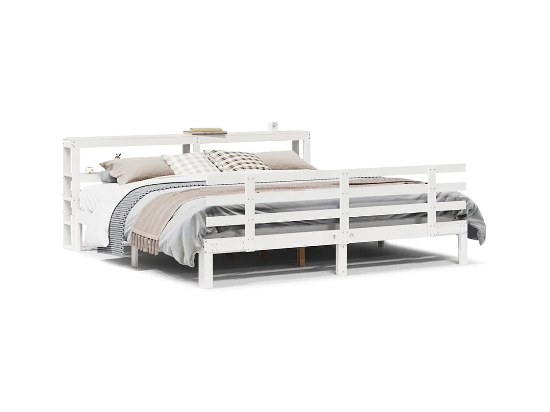 Bedframe met hoofdeinde zonder matras 180x200 cm wit