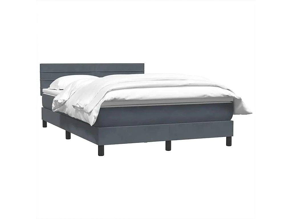 Cama box spring con colchón terciopelo gris oscuro 140x220 cm