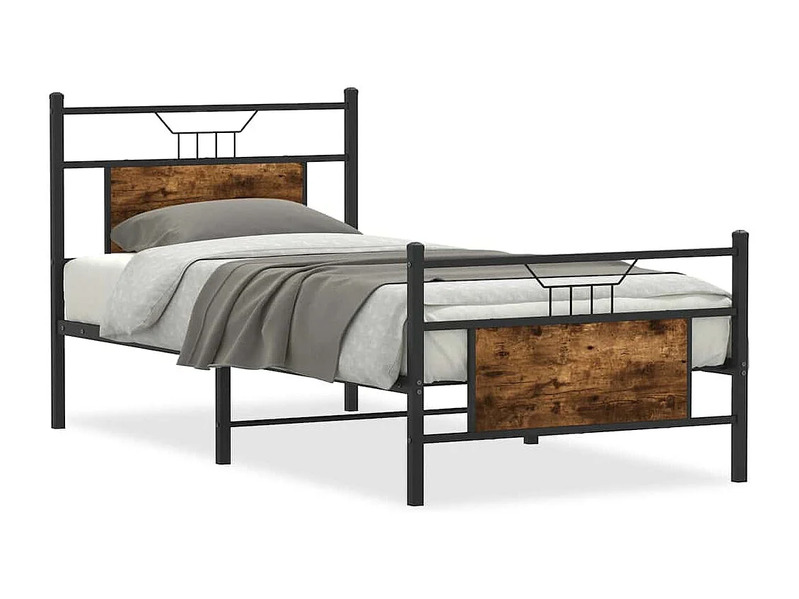 Cadre de lit sans matelas chêne fumé 80x200cm bois d'ingénierie