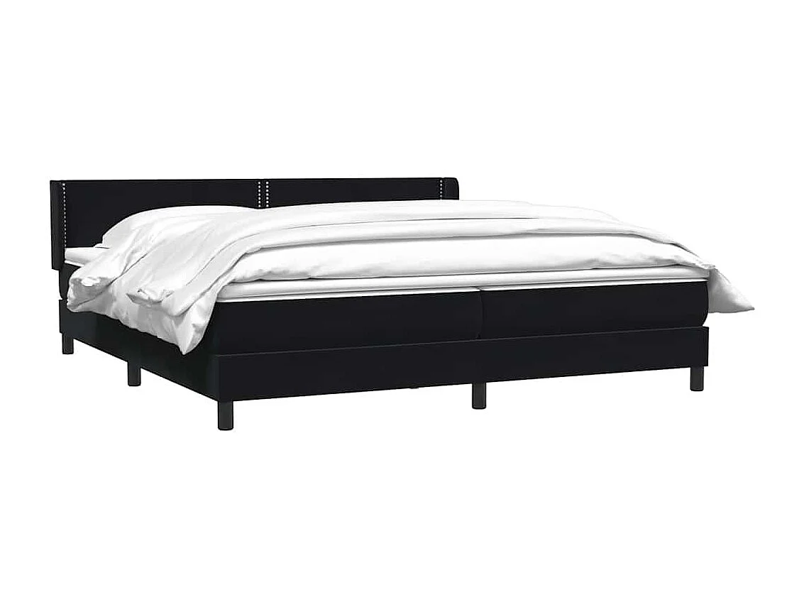 Sommier à lattes de lit avec matelas noir 180x210 cm velours