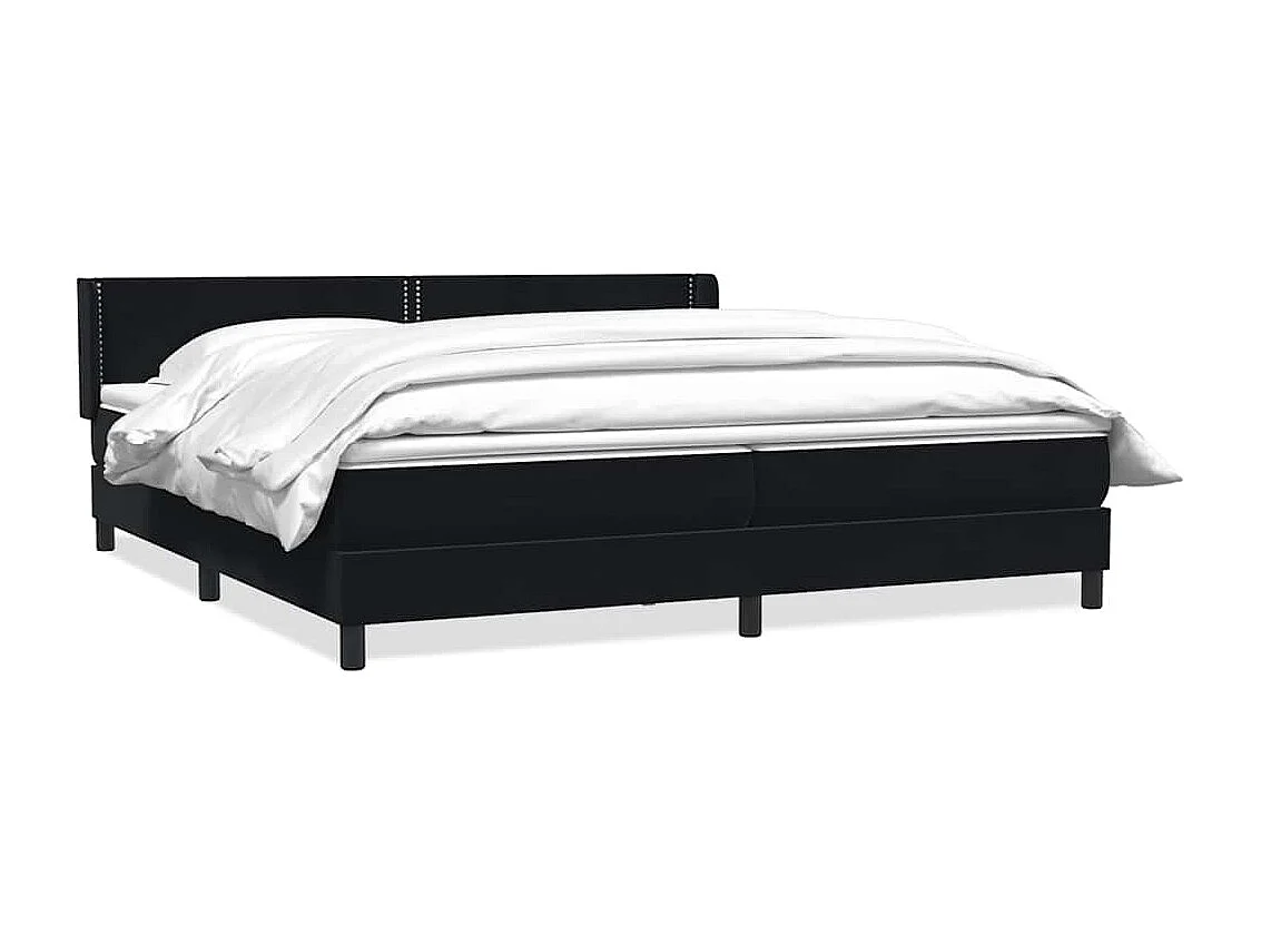 Sommier à lattes de lit avec matelas noir 180x210 cm velours