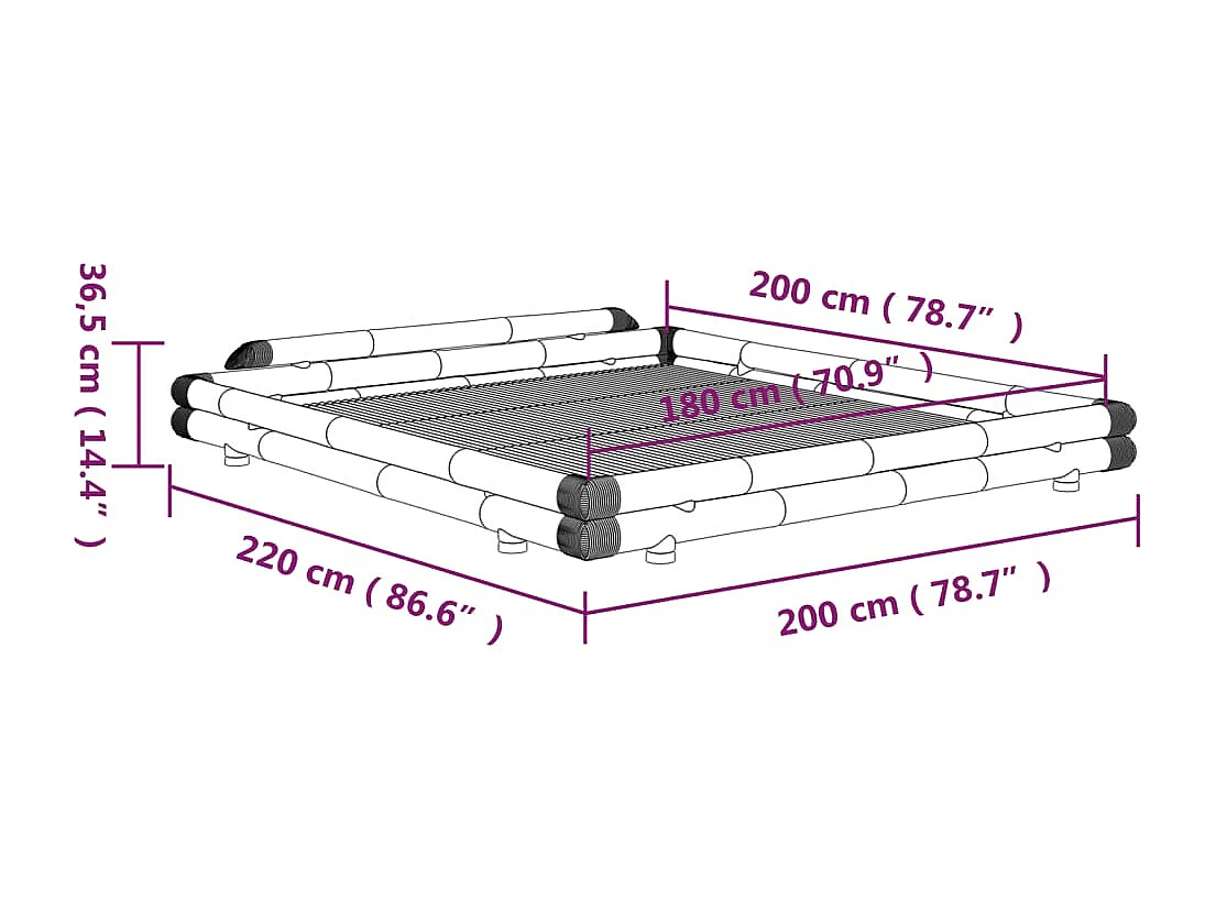 Cadre de lit Bambou 180x200 cm
