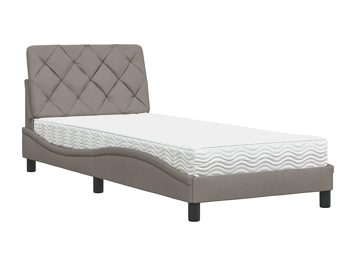 Lit avec matelas taupe 90x200 cm tissu