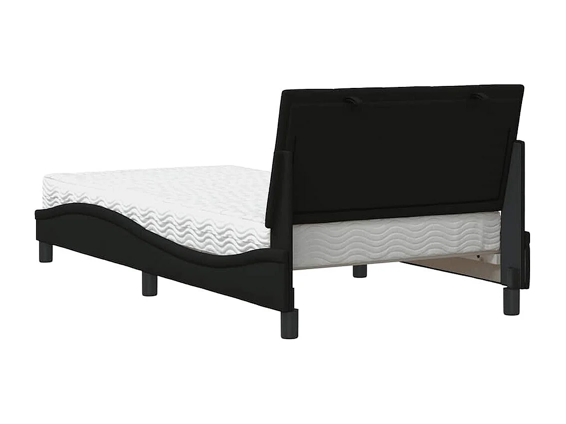 Lit avec matelas noir 100x200 cm tissu