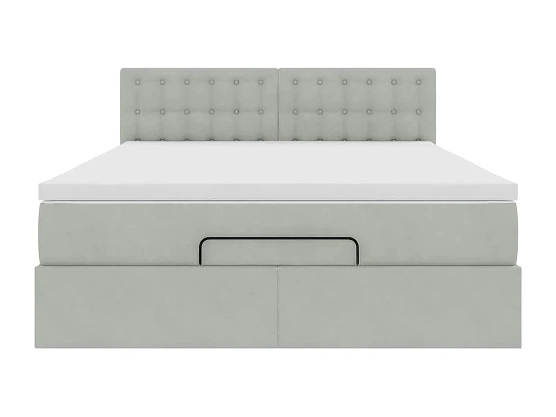 Estrutura de cama otomana com colchão 140x190 cm cinzento claro