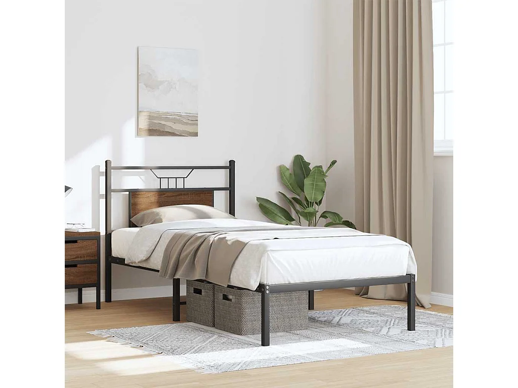 Cadre de lit sans matelas chêne marron 80x200cm bois ingénierie