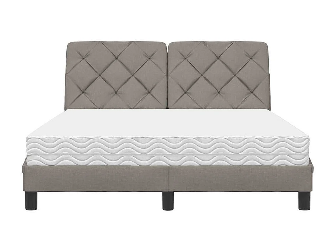 Lit avec matelas taupe 140x200 cm tissu