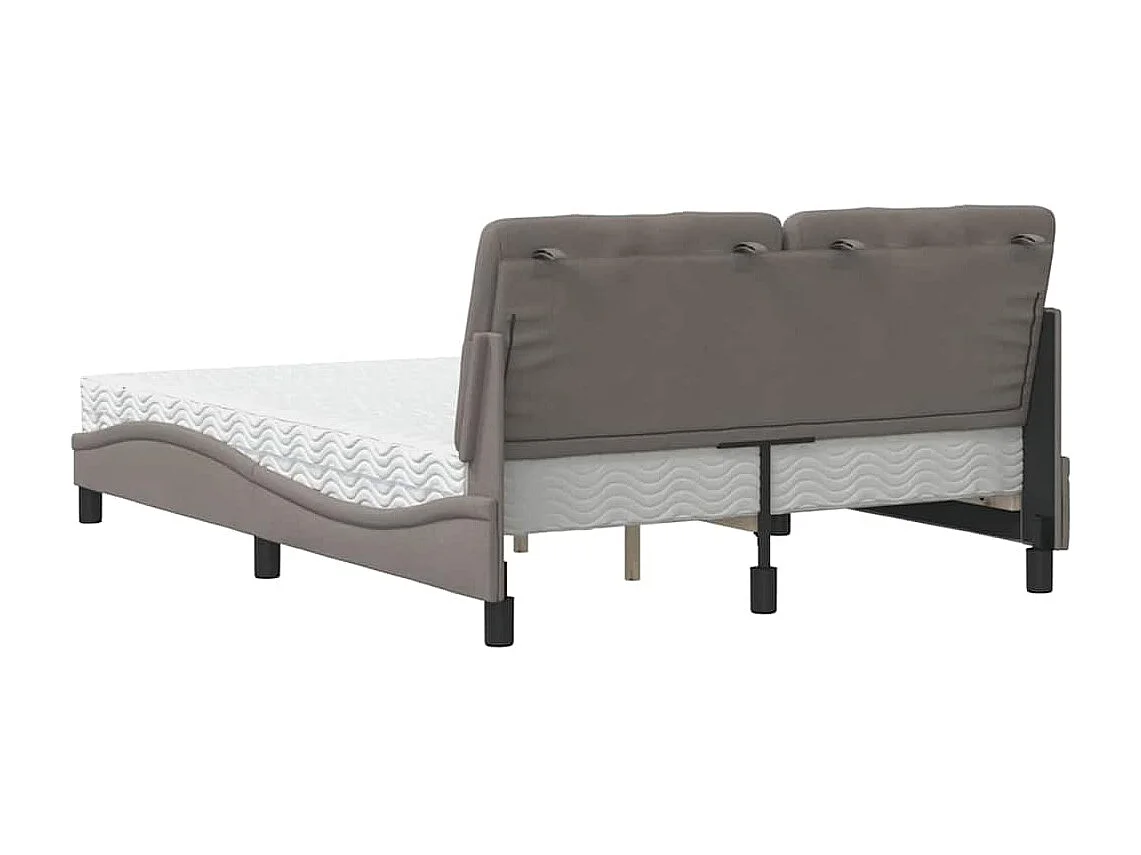 Lit avec matelas taupe 140x200 cm tissu
