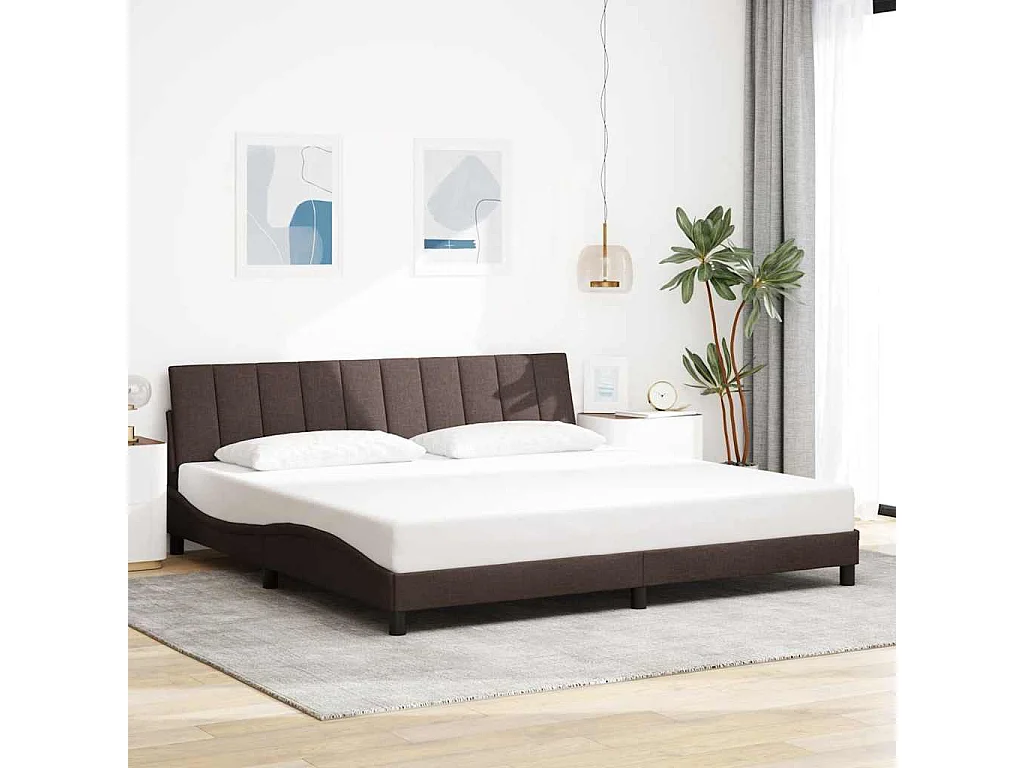 Cadre de lit sans matelas marron foncé 200x200 cm tissu