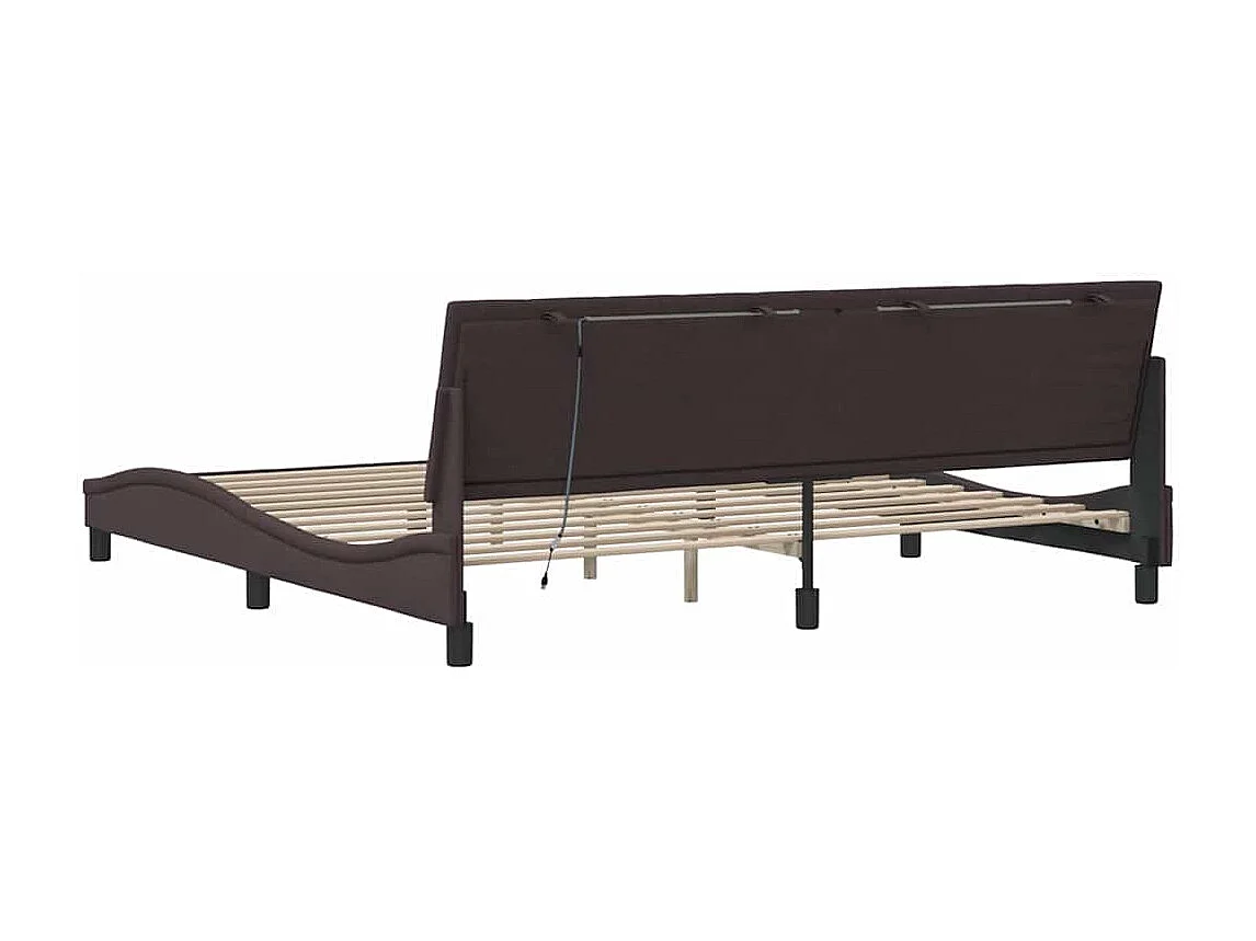 Cadre de lit sans matelas marron foncé 200x200 cm tissu