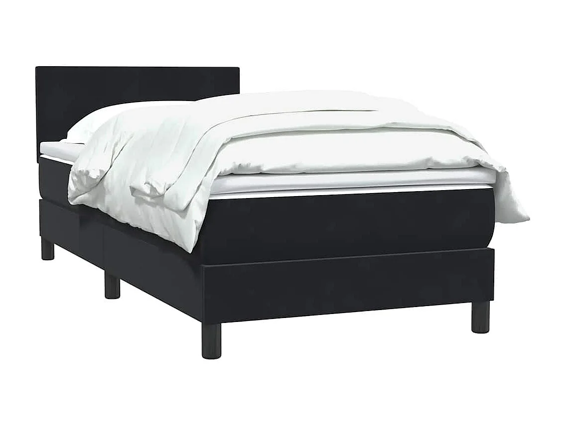 Sommier à lattes de lit avec matelas noir 80x220 cm velours