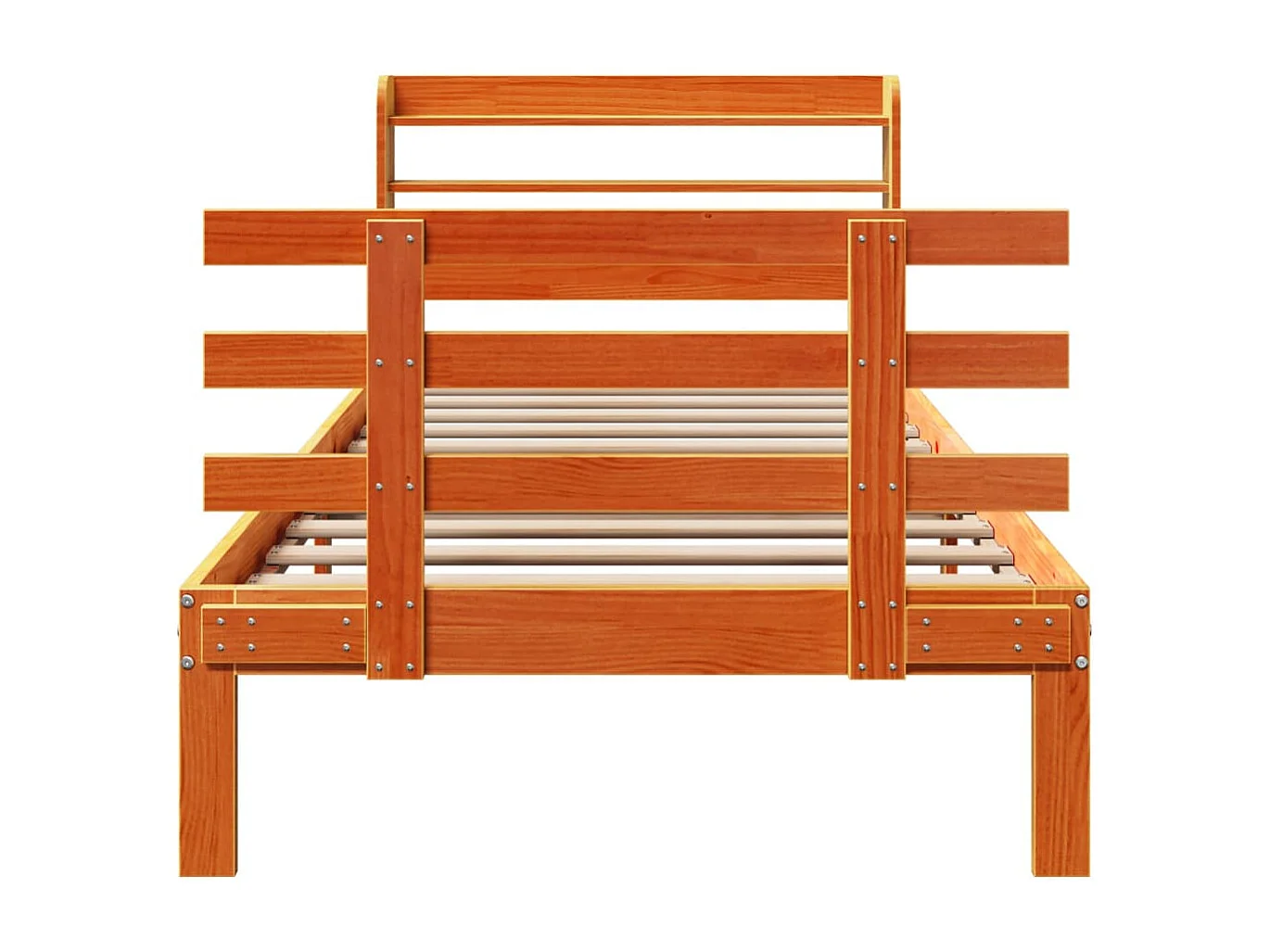 Bedframe met hoofdbord massief grenenhout wasbruin 100x200 cm