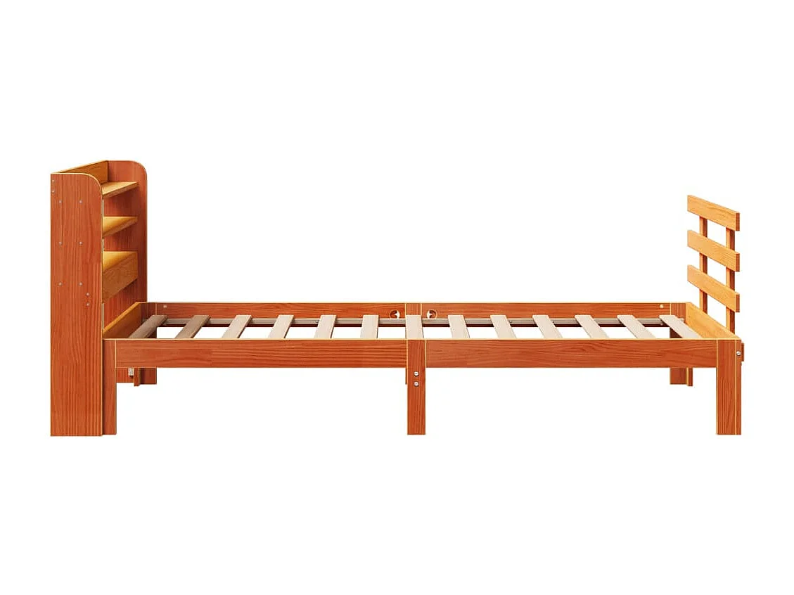 Bedframe met hoofdbord massief grenenhout wasbruin 100x200 cm