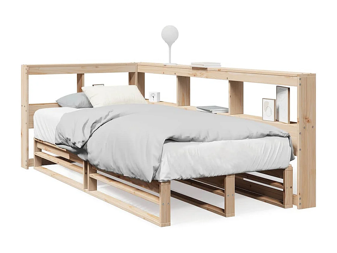Cama con estantería sin colchón madera maciza de pino 90x200 cm